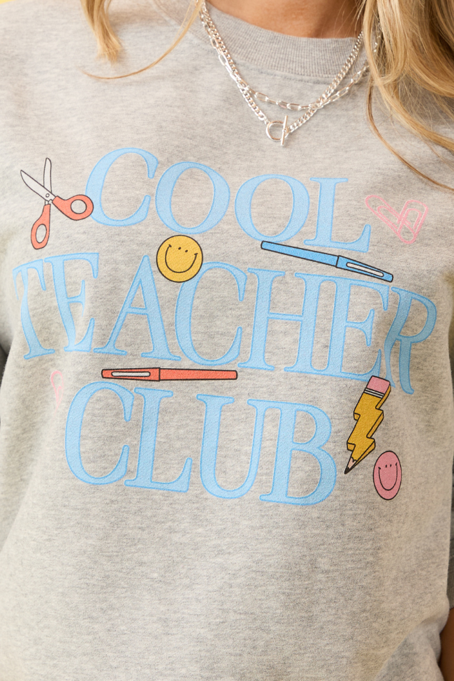 Cool Teacher Club Light Grey Graphic Sweatshirt - Image 2