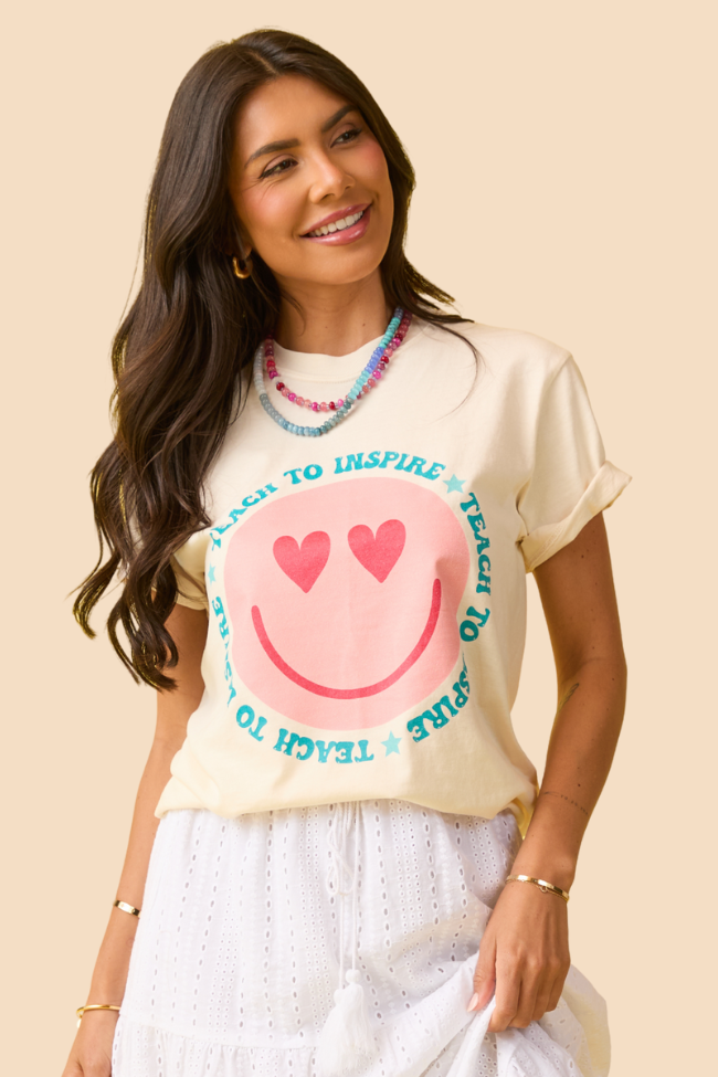 Teach To Inspire Smiley Ivory Graphic Tee