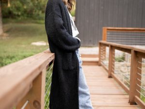 Laken Solid Black Sweater Coat Emily Fauver X Pink Lily