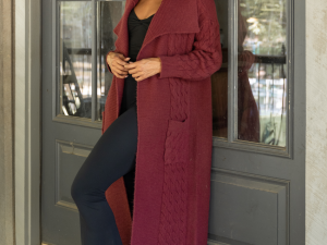 Keegan Burgundy Cable Knit Duster Cardigan