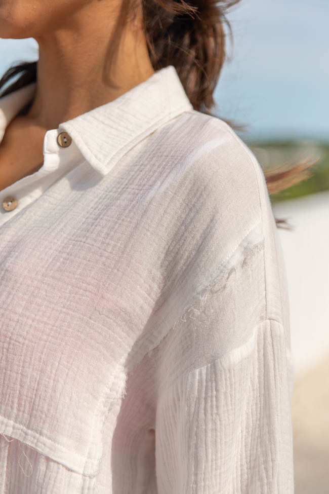 Warmer Weather Ivory Gauze Button Down Top FINAL SALE - Image 5