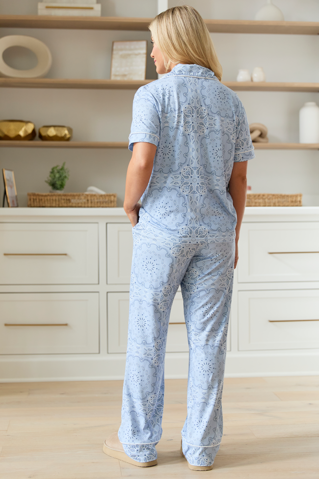 Helena Blue Paisley Pajama Set - Image 4