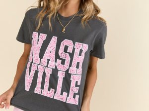 Nashville Block Bandana Printed Dark Grey Graphic Tee