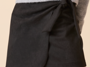 Elena Black Faux Leather Wrap Skirt