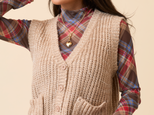 Ruthie Beige V-Neck Sweater Vest