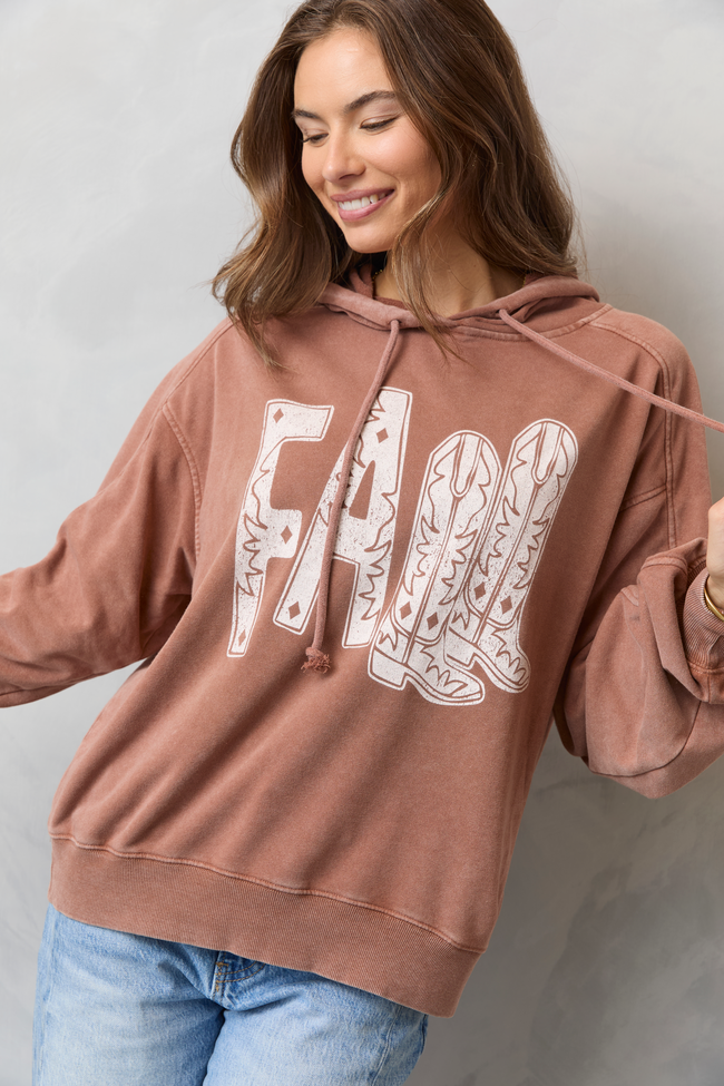 Fall Chestnut Oversized Graphic Hoodie
