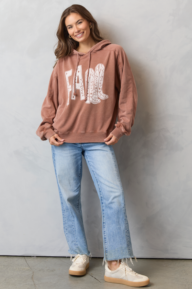 Fall Chestnut Oversized Graphic Hoodie - Image 3