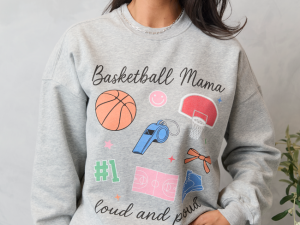 Basketball Mama Icons Light Grey Graphic Sweatshirt