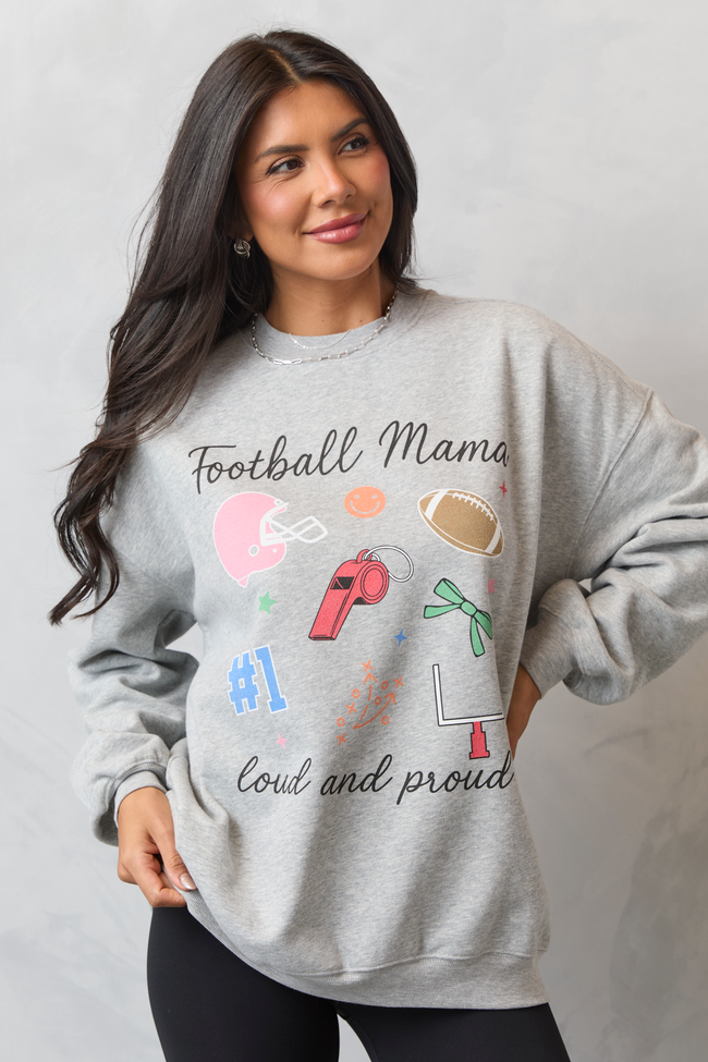 Football Mama Icons Light Grey Graphic Sweatshirt - Image 4