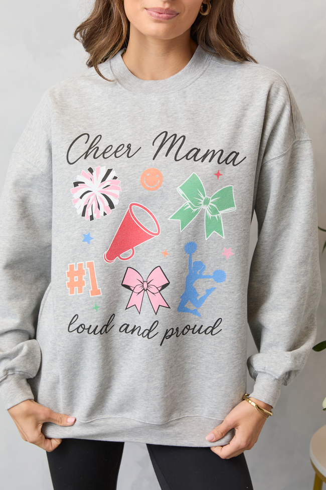 Cheer Mama Icons Light Grey Graphic Sweatshirt - Image 2