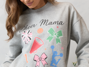 Cheer Mama Icons Light Grey Graphic Sweatshirt