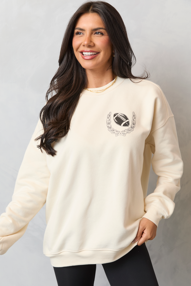 Meet Me In The Bleachers Football Cream Sweatshirt - Image 4