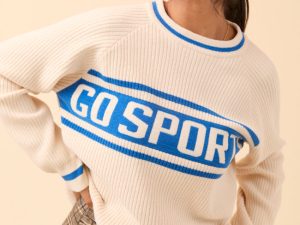 Delaney Cream and Cobalt Go Sports Sweater FINAL SALE