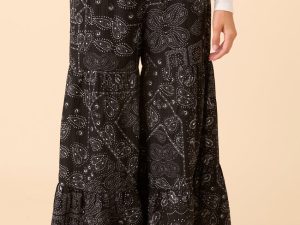 Eliza Black Paisley Print Wide Leg Pants