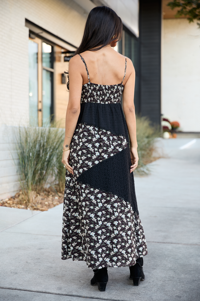 Irene Black Patchwork Maxi Dress - Image 4