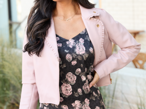 Lena Blush Faux Leather Jacket