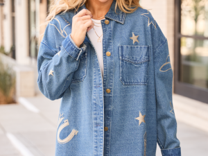 Scout Western Print Oversized Denim Shirt