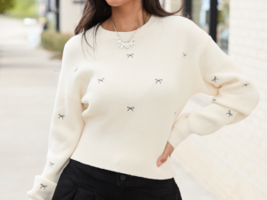Leila Bow Ivory Sweater