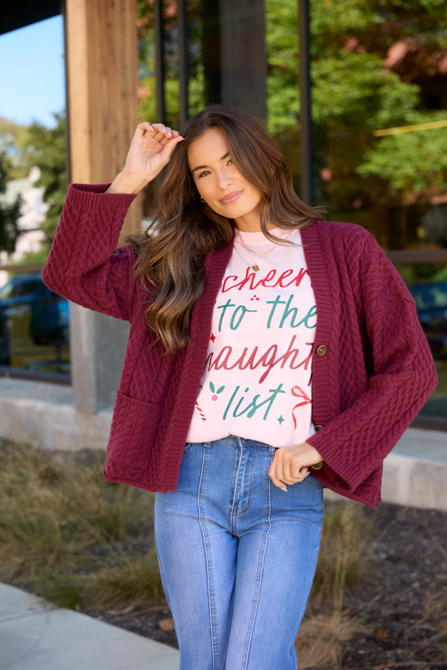 Cheers To The Naughty List Light Pink Graphic Tee - Image 3