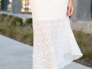 Samantha Ivory Multi Lace Asymmetric Maxi Skirt