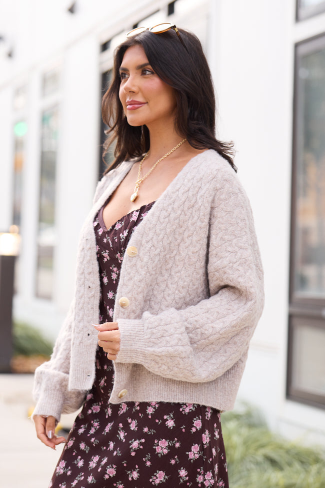 Heather Tan V-Neck Cardigan - Image 5