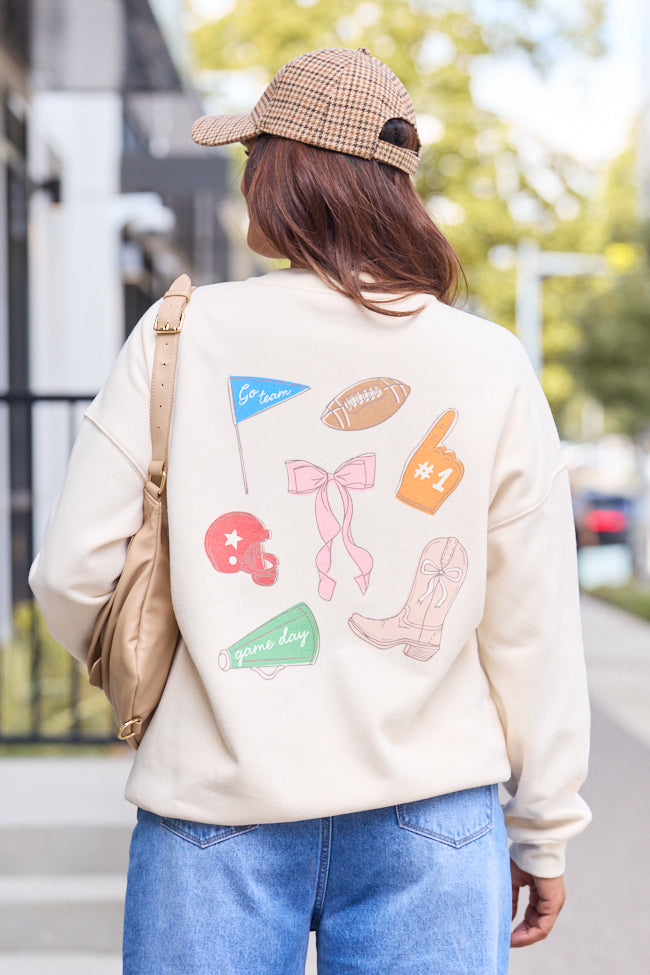 Saturday Tailgate Club Cream Graphic Sweatshirt - Image 4