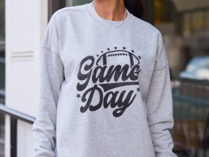 Game Day Script Light Grey Graphic Sweatshirt