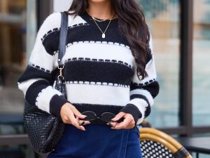 Riley Black and White Thick Striped Sweater FINAL SALE