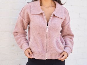 Bodhi Pink Boucle Full Zip Jacket