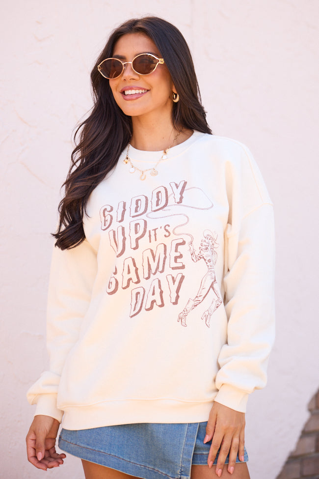 Giddy Up Game Day Cream Graphic Sweatshirt - Image 4