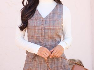 Emme Grey And Brown Plaid Vest