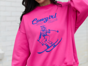 Cowgirl Ski Club Pink Sweatshirt
