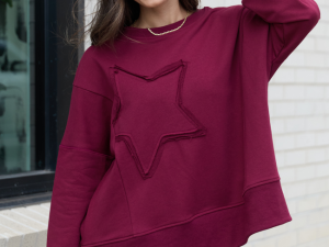 Solstice Burgundy Star Embellished Pullover