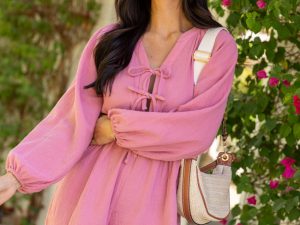 Endless Sunshine Pink Tie Front Long Sleeve Romper FINAL SALE