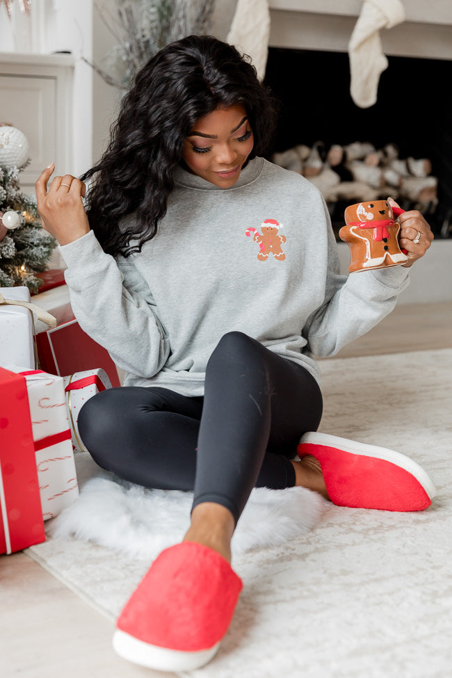 Gingerbread Man Grey Graphic Sweatshirt - Image 6