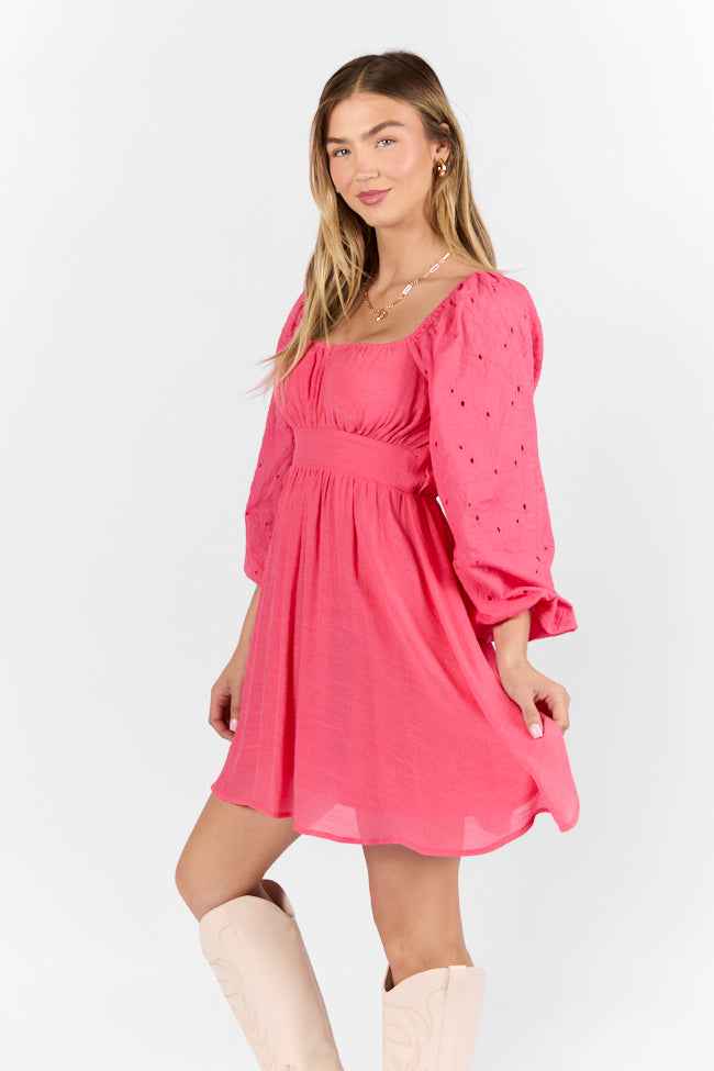 Beautiful Thoughts Pink Lace Sleeve Mini Dress FINAL SALE - Image 4