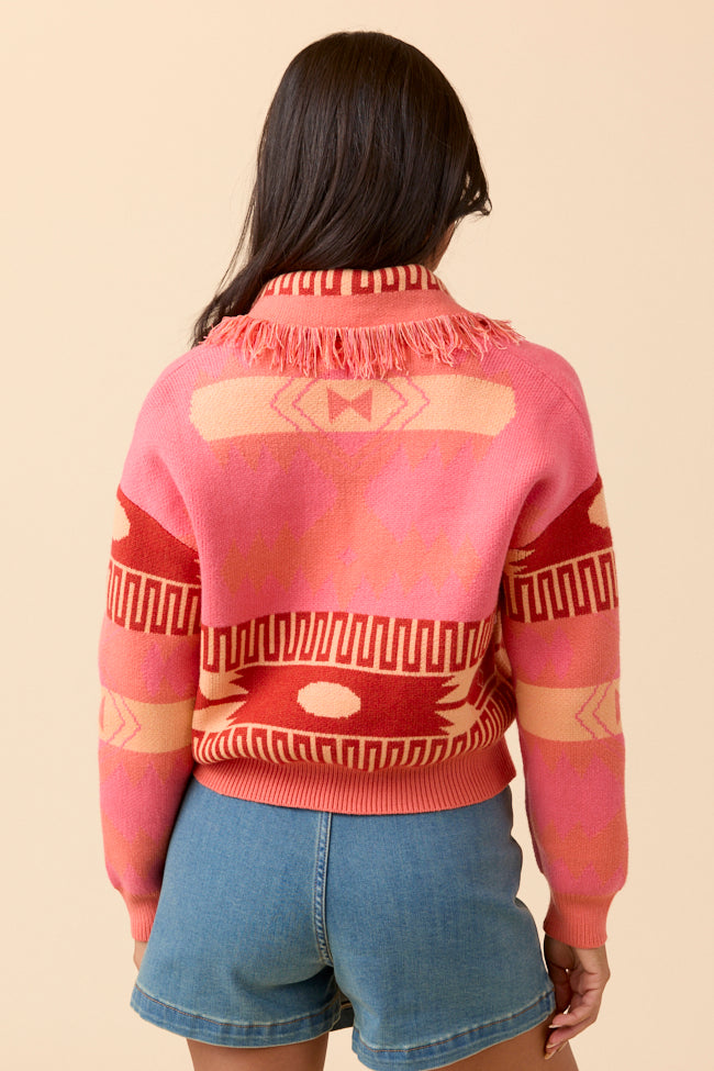 Zendaya Pink Fringe Print Cardigan FINAL SALE - Image 6
