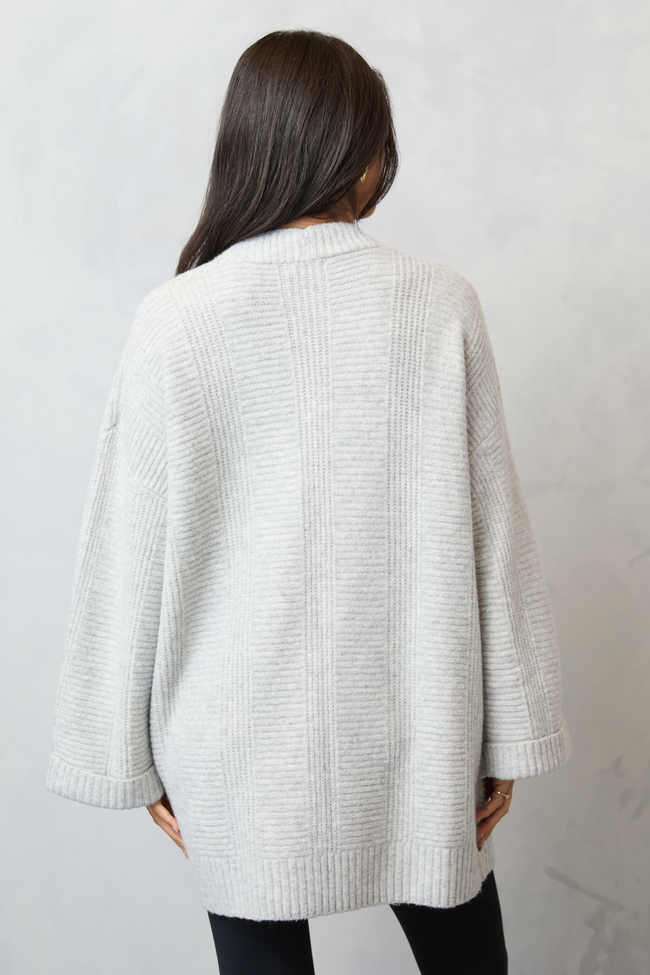 Aleah Grey Cable Sweater Coat - Image 5