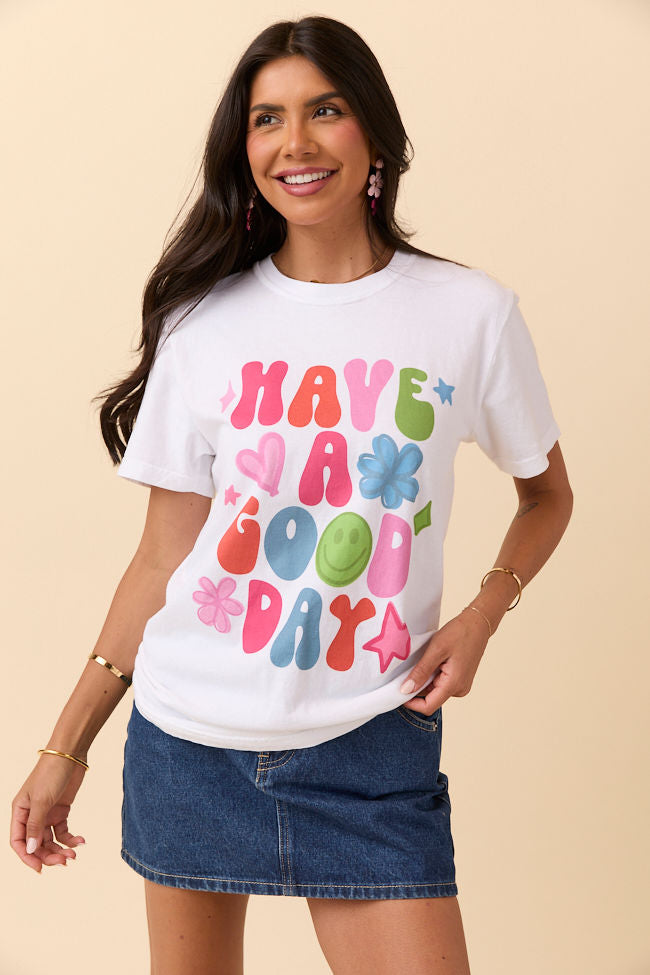 Have A Good Day White Graphic Tee - Image 2