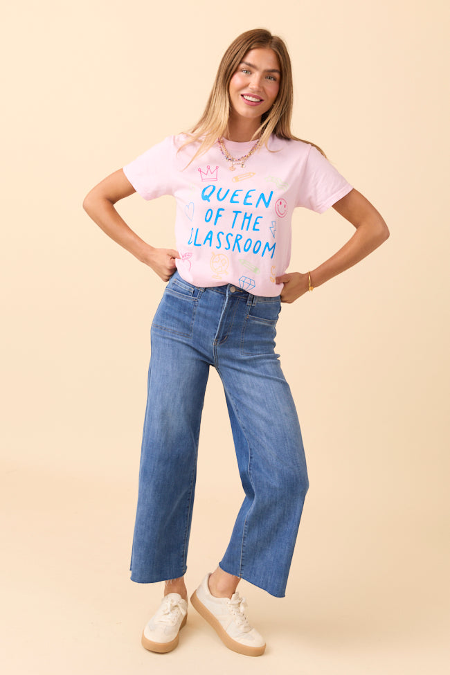 Queen Of The Classroom Light Pink Graphic Tee - Image 3