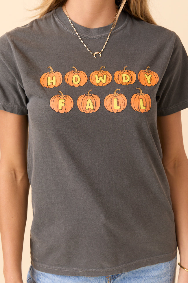 Howdy Fall Pumpkin Dark Grey Graphic Tee - Image 5