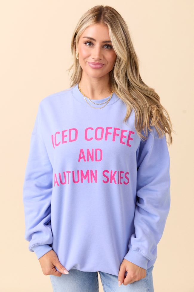 Iced Coffee And Autumn Skies Periwinkle Graphic Sweatshirt - Image 2