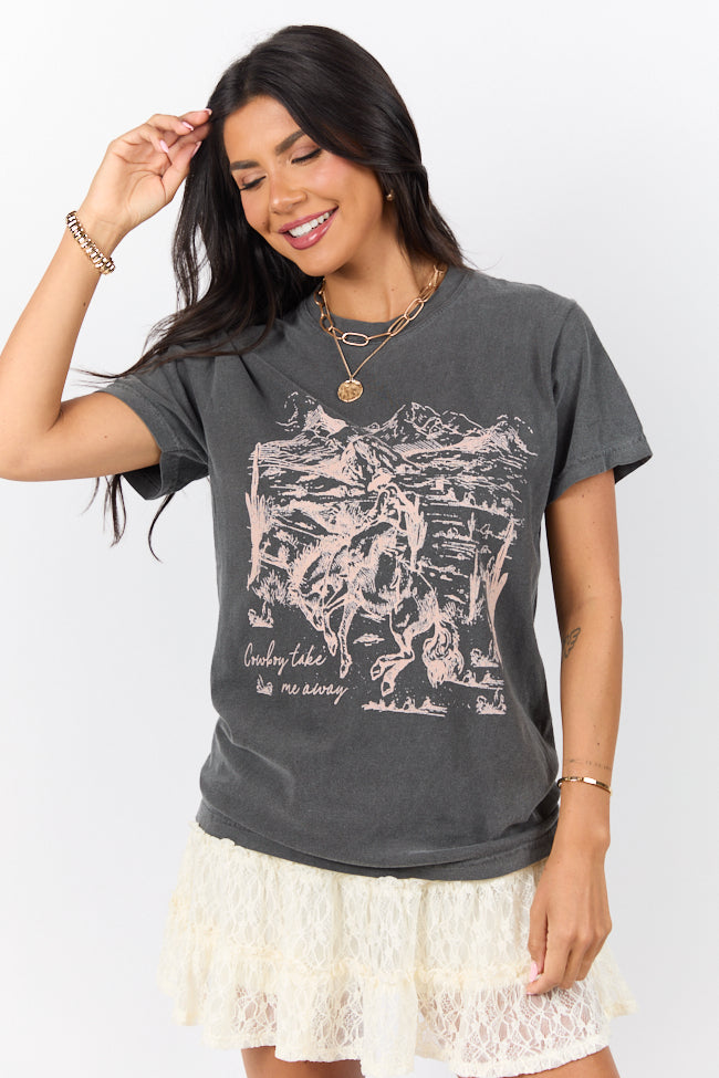 Cowboy Take Me Away Dark Grey Graphic Tee - Image 6