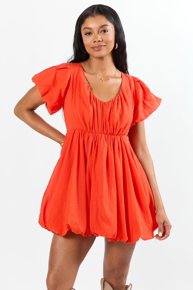 Almost Daylight Red Bubble Hem Mini Dress FINAL SALE - Image 3