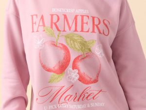 Honeycrisp Apples Farmers Market Mauve Graphic Sweatshirt